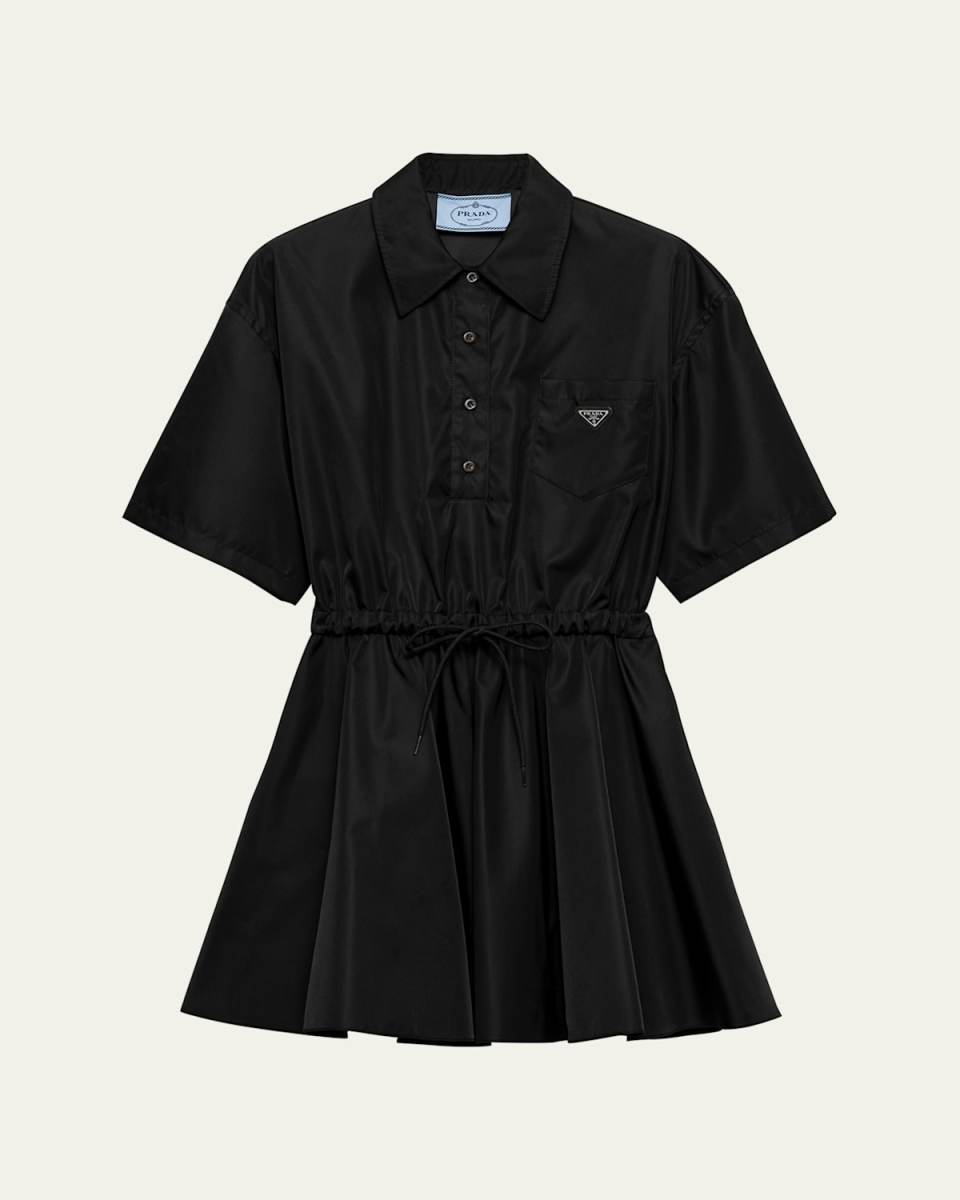 Re-Nylon Drawstring Fit-Flare Mini Dress